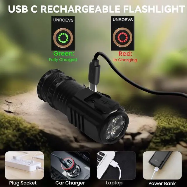Alt view image 5 of 7 - Mini Flashlight 2550 Lumens Rechargeable USB C Charging Small Flashlights High Lumens 5 Modes Pocket Light with Clip Magnetic Flash Light for EDC Camping Hiking Emergency