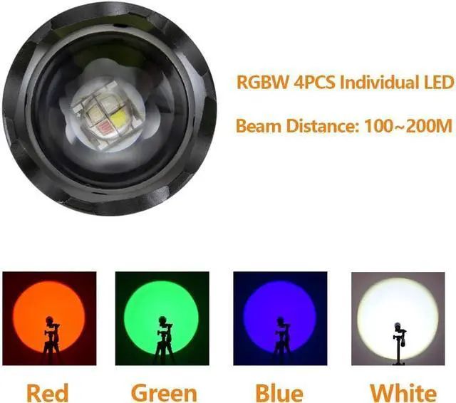 Alt view image 2 of 6 - ALONEFIRE X004 Multicolor Flashlight Red Light Green Light USB Rechargeable Blue Light Flashlight RGB Color Changing Waterproof with Battery, Charger for Night Observation Astronomy Aviation Tracking