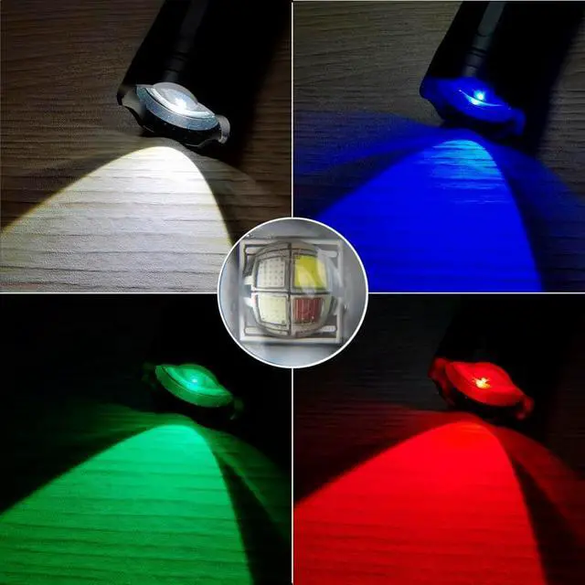 Alt view image 3 of 6 - ALONEFIRE X004 Multicolor Flashlight Red Light Green Light USB Rechargeable Blue Light Flashlight RGB Color Changing Waterproof with Battery, Charger for Night Observation Astronomy Aviation Tracking