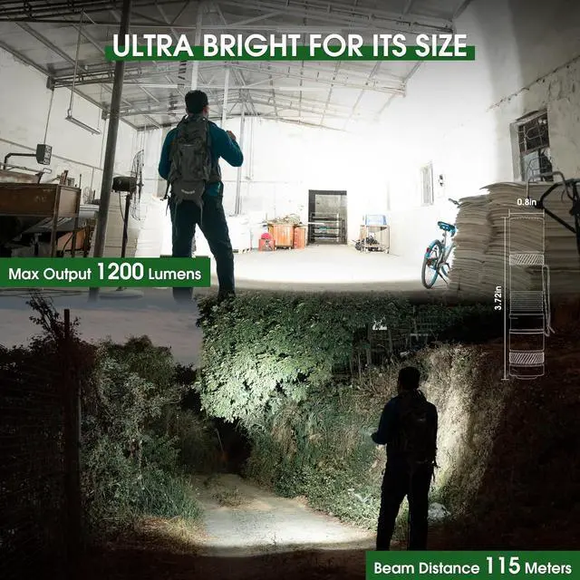 Alt view image 3 of 7 - Rechargeable Flashlights 1200 Lumens EDC Flashlight AA Pocket Flashlight High Lumens with Clip Super Bright Small Flashlight 4 Modes Flash Light for Camping Home and Emergencies (Black)