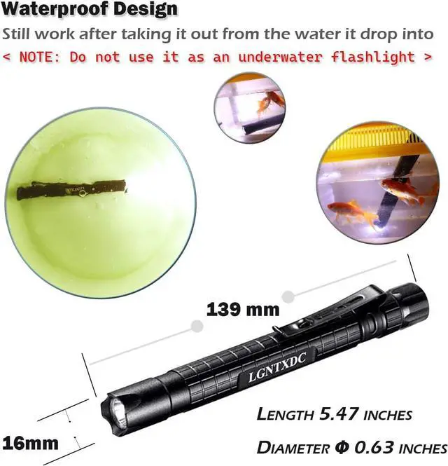 Alt view image 4 of 7 - LGNTXDC LED Pen Light, 5 Pcs Ultra-Bright Aluminum Small AAA Mini Flashlights Tactical Penlight with Pen Clip, Non-Slip Waterproof IPX4 Pocket-Size, XDC140 Pro