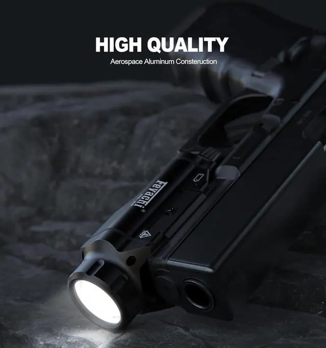 Alt view image 6 of 7 - HL-20 Pistol Light 1500 Lumen Upgrade LED Weapon Light Compact Rail Mounted Handgun Tactical Flashlight Rail Locating Keys for Picatinny Black