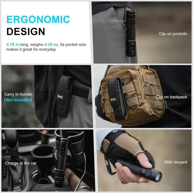 Alt view image 6 of 7 - C3 Flashlight 1200 High Lumens Rechargeable Flashlights 6 Modes Super Bright IP68 LED Tactical Flashlight for Camping Home Emergency Rescue Hunting Inspection Repair Tool Gifts for Men