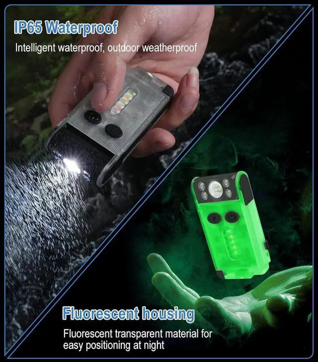 Alt view image 4 of 7 - V30 Small LED Flashlight - 365nm UV, Red/Green Light, 180° Swivel, Magnetic EDC Clip, Powerful Flashlights USB-C Rechargeable, Mini Pocket Keychain Flash Light IP65, 120dB, White