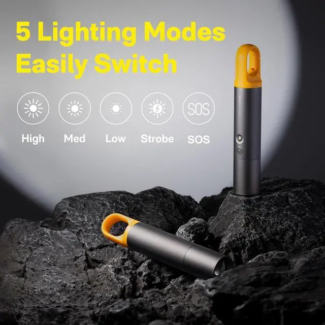 Alt view image 2 of 7 - Flashlight Lite, Zoomable, LED, USB-C Rechargeable, 1000 Lumens, 5 Modes (SOS & Strobe), Tactical & Portable Handheld Flash Light for Camping, Emergencies, Home Use, etc