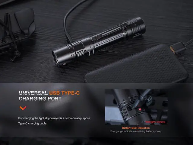 Alt view image 5 of 7 - PD36R Pro High Lumen Tactical Flashlight 2800 Lumen Dual Rear Switches USB-C Rechargeable with Battery and Lumentac Organizer