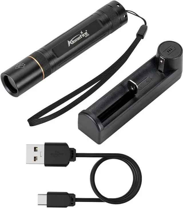 Alt view image 7 of 7 - ALONEFIRE SV003 10W 365nm UV Flashlight Portable USB Rechargeable Woods Lamp Black Light for Pet Urine Detection, Resin Curing, Scorpion, Fishing, Minerals, Cure Glue, Bed Bugs with Battery, Charger