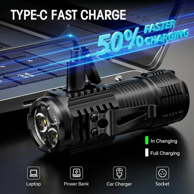 Alt view image 2 of 7 - Rechargeable Mini Flashlights with Magnetic Base 4 Pack Bright 3 LED Flash Lights Small EDC Flashlight with Belt Clip 4 Lighting Modes Portable Rechargeable Flashlights for Camping Home