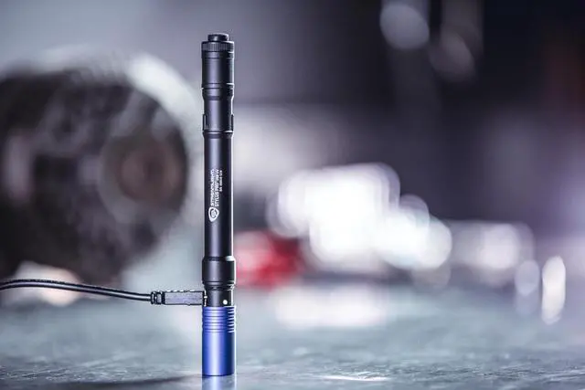 Alt view image 6 of 7 - Streamlight 66148 Stylus Pro USB 400nm UV Rechargeable Penlight with 120V AC Adapter, USB Cord and Nylon Holster, Black