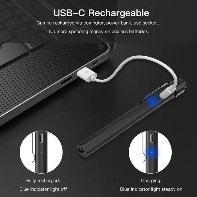 Alt view image 4 of 7 - SEVENKA 2 Rechargeable Pen Lights with Pupil Gauge & Ruler, LED Penlights for Nurses Doctors, USB-C Rechargeable, Warm/White Light, Pocket Clip, Penlight Flashlights for Nursing Student