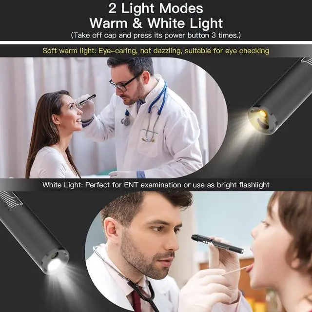 Alt view image 3 of 7 - SEVENKA 2 Rechargeable Pen Lights with Pupil Gauge & Ruler, LED Penlights for Nurses Doctors, USB-C Rechargeable, Warm/White Light, Pocket Clip, Penlight Flashlights for Nursing Student
