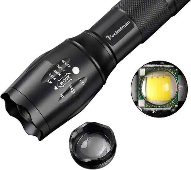 Alt view image 4 of 7 - Pocketman LED Tactical Flashlight Super Bright LED Flashlights Portable Outdoor Water Resistant Torch with 5 Light Modes10Pack