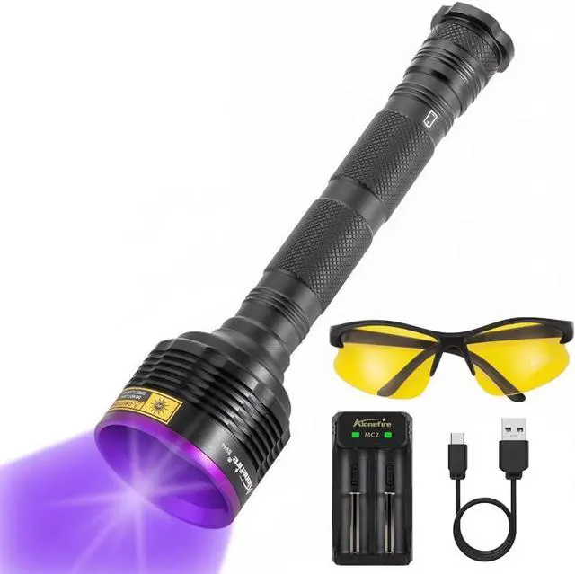 Main image of SV44 20W 365nm UV Flashlight USB Rechargeable Ultraviolet Black Light Pet Urine Detector for Resin Curing, Fishing, Scorpion, Dry Glue with UV Protective Glasses, Battery Included, Charger