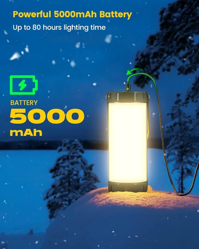 Alt view image 4 of 6 - Glocusent Survival Camping Lantern, 106LED with 5 Brightness, Up to 1200LM, 3 Modes & SOS, Rechargeable for 80hrs, IP68 Waterproof, Small & Light, Emergency Light for Blackout, Hurricane, Hiking