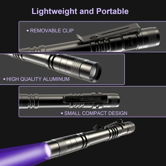 Alt view image 3 of 7 - COSOOS UV Black Light Flashlights, 4 Pack 395nm Mini Pen Lights with Clip, Waterproof Ultraviolet Flashlights for AC Leak, Pet Urine, Scorpion, Hotel Inspection, Dry Stain and Bed Bug Detection