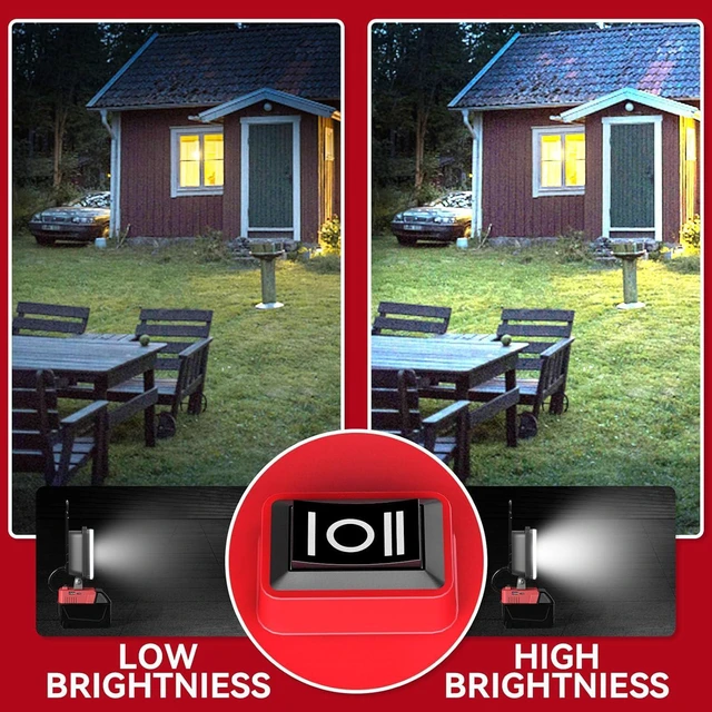 Alt view image 4 of 7 - Cordless Flood Light for Milwaukee 18V Battery, LIVOWALNY 90W 9000LM 7" 18V Light Portable LED Work Light with USB & Type-C Charging Port & Low Voltage Protection & 140° Pivoting Head