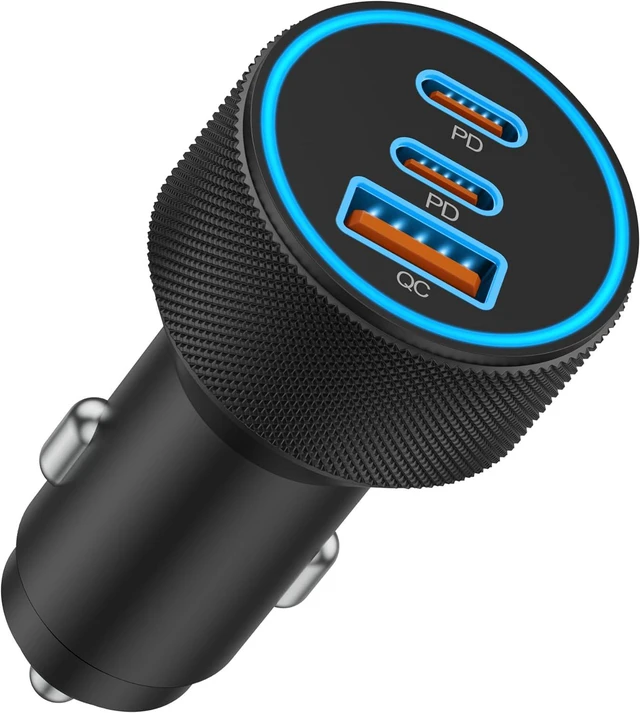 Main image of USB C Car Charger, 3-Port 67W Super Fast Charging Dual USB-C & USB-A Car Charger Accessories Cigarette Lighter Adapter for iPhone 16e 16 15 14 13 12 11 Pro Max, iPad, Samsung, Pixel, Android Phone
