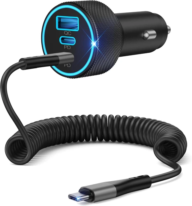 Main image of for iPhone 16/15 Car Charger Fast Charging, 67W 3-Port Super Fast USB C Car Charger Cigarette Lighter Adapter with 6FT Type C Coiled Cable for iPhone 16e/16/15 Pro Max/Plus, Samsung, Tablet, Android