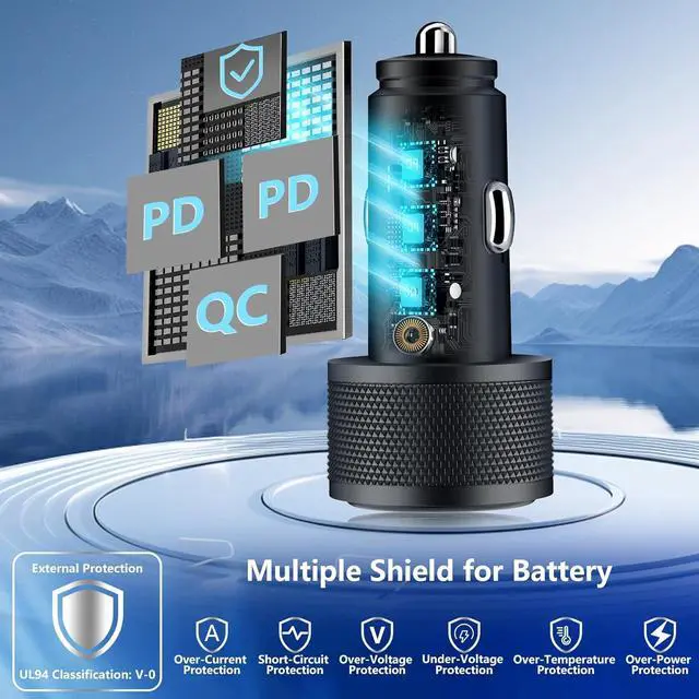 Alt view image 5 of 7 - USB C Car Charger, Rombica 3-Port 67W Dual PD USB-C&USB-A Car Power Cigarette Lighter USB Charger PD/QC Type C Car Charger Fast Charging Adapter for iPhone 15 14 13 12 11 Pro/Galaxy S24 S23/Pixel/iPad