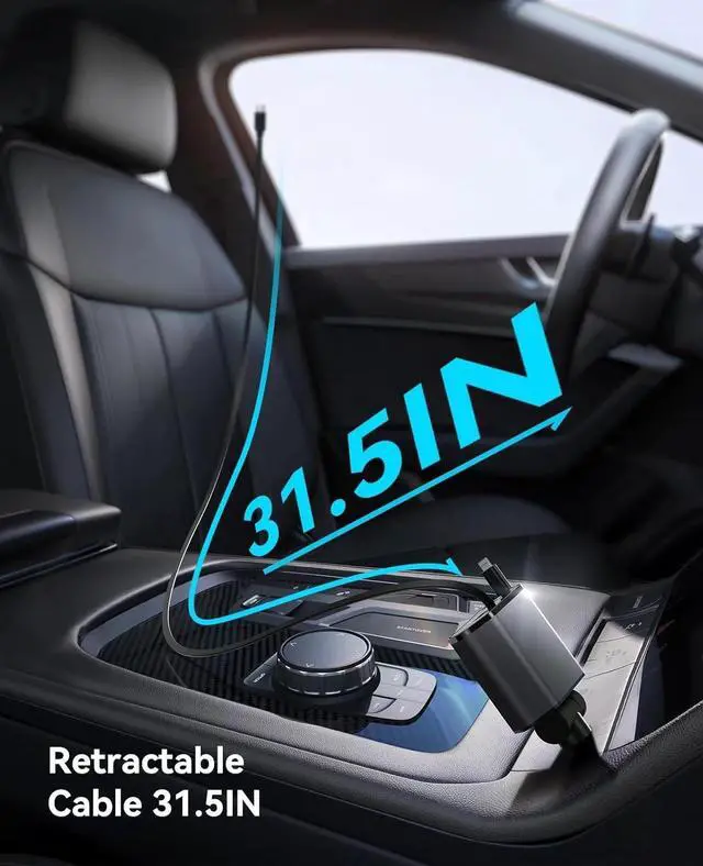Alt view image 3 of 7 - Retractable Car Charger 4 in 1 Fast Car Phone Charger Adapter, Retractable Cables and 2 USB Ports Car Charger Compatible with iPhone 16/15/14/13/12/11 Pro max, Galaxy, Google Pixel
