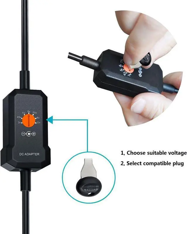 Alt view image 4 of 7 - Powseed 34W 3V 4.5V 5V 6V 7.5V 9V 12V DC Car Charger with 10 Tips and USB Cigarette Lighter Adapter Power Supply Cord for Portable DVD Player Dash cam Breast Pump Speaker Micro USB Car Adapter