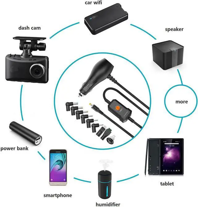 Alt view image 5 of 7 - Powseed 34W 3V 4.5V 5V 6V 7.5V 9V 12V DC Car Charger with 10 Tips and USB Cigarette Lighter Adapter Power Supply Cord for Portable DVD Player Dash cam Breast Pump Speaker Micro USB Car Adapter