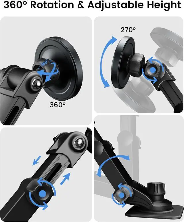 Alt view image 7 of 7 - OHLPRO for MagSafe Car Charger Mount for iPhone 16 15 14 13 Pro Max, 15W Fast Charging Phone Holder, Magnetic Car Accessories, 360° Rotation, Adhesive Base for Tesla, Gift for Men Women