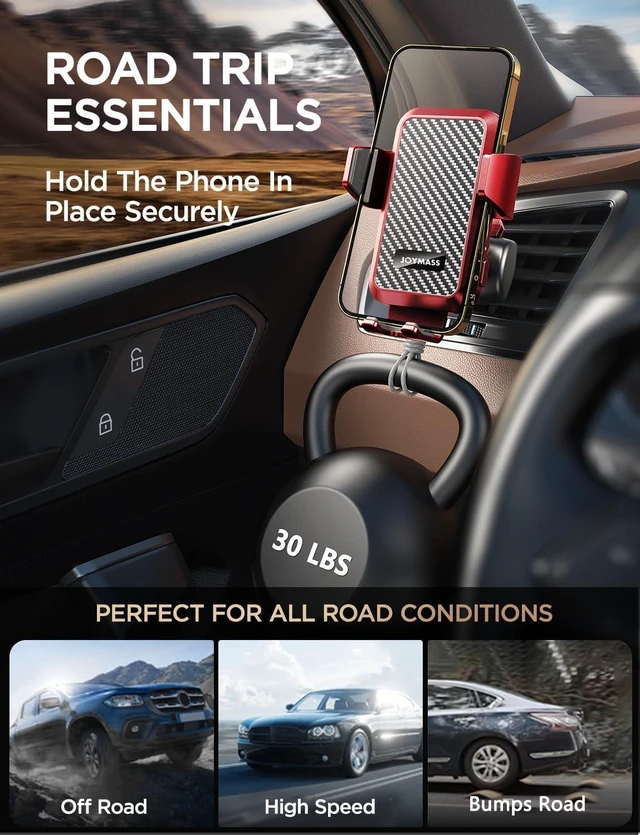 Alt view image 4 of 7 - Wireless Car Charger, JOYMASS 15W Fast Charging Auto Clamping Car Charger Cell Phone Holder Mount Vent for iPhone 15 14 13 12 Mini Pro Max 11 XR, Samsung Galaxy S23 Ultra S22 S21+ Note 20, etc - Red