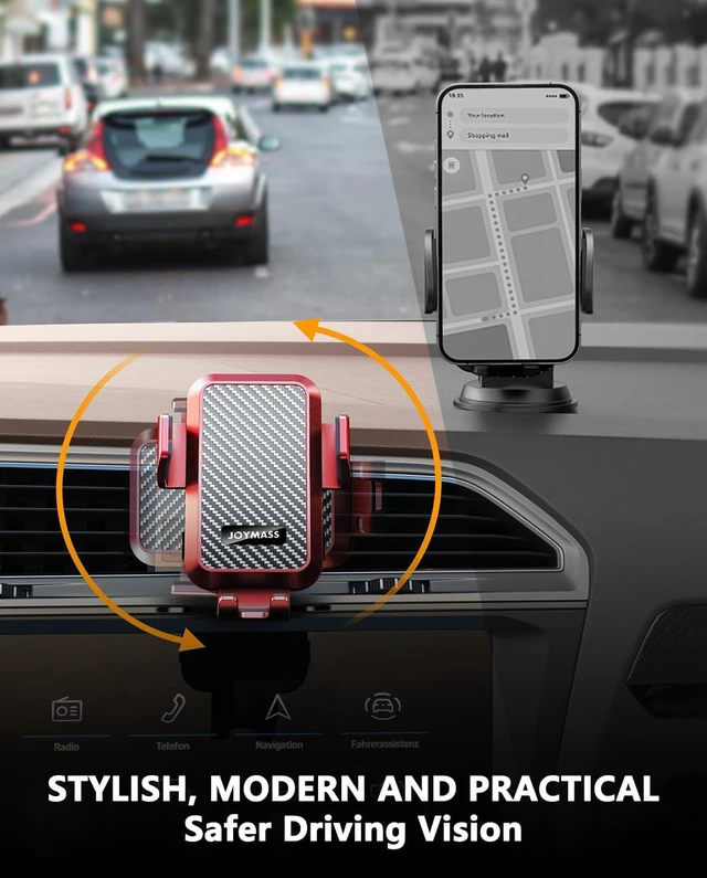Alt view image 6 of 7 - Wireless Car Charger, JOYMASS 15W Fast Charging Auto Clamping Car Charger Cell Phone Holder Mount Vent for iPhone 15 14 13 12 Mini Pro Max 11 XR, Samsung Galaxy S23 Ultra S22 S21+ Note 20, etc - Red