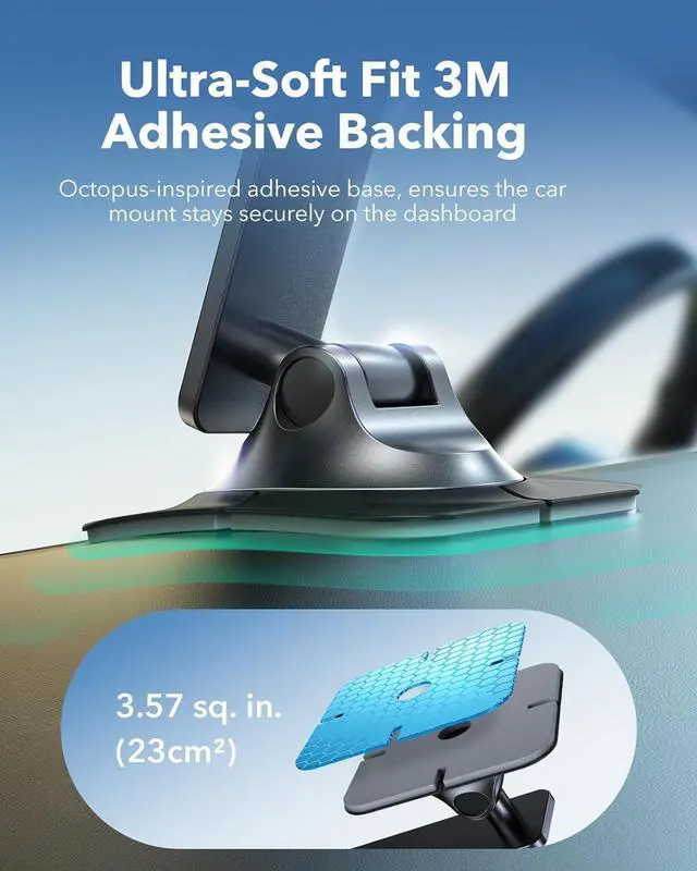 Alt view image 6 of 7 - ESR for Qi2 15W MagSafe Car Mount Charger, Qi2-Certified Dashboard Adjustable Magnetic Car Phone Holder Wireless Charger for iPhone 16 15 14 13 12 Pro Max Plus Mini, S25, Fast MagSafe Accessories