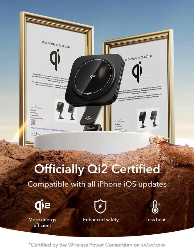 Alt view image 7 of 7 - ESR for Qi2 15W MagSafe Car Mount Charger, Qi2-Certified Dashboard Adjustable Magnetic Car Phone Holder Wireless Charger for iPhone 16 15 14 13 12 Pro Max Plus Mini, S25, Fast MagSafe Accessories