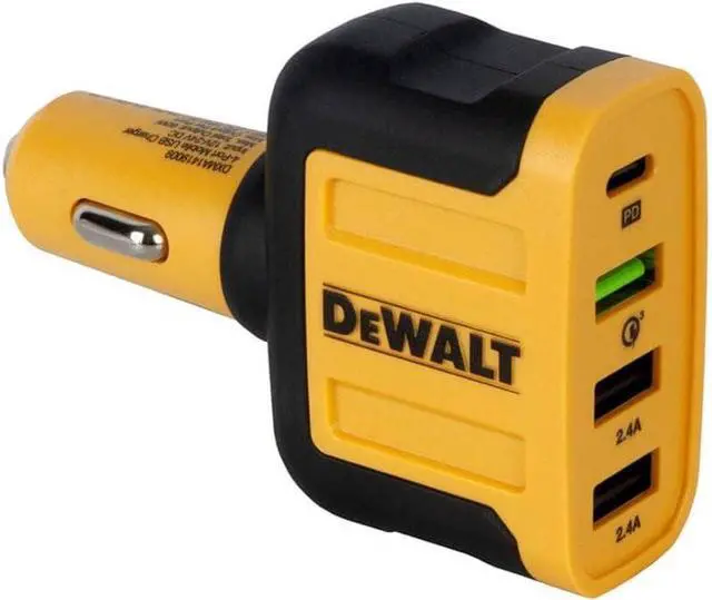 Alt view image 4 of 7 - DEWALT Heavy Duty 4 Port USB C Car Charger Multiport, Fast 60W USB Cigarette Lighter Adapter, PD Type C Multi Car Phone Charger, Cell Phone Automobile Chargers Compatible w/iPhone 16/15, Samsung