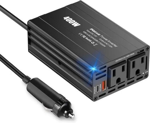 Main image of 400W Car Power Inverter,DC 12V to 110V AC Car Plug Adapter Outlet Converter with [65W USB-C] /USB-Fast Charger(24W) car Charger for Laptop Computer