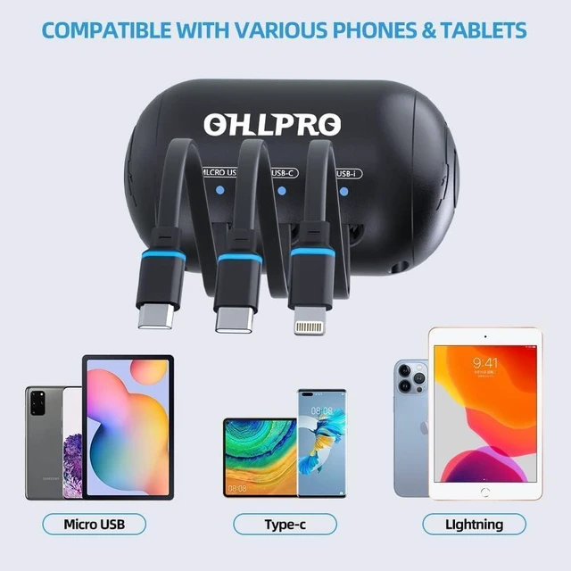 Alt view image 2 of 7 - OHLPRO 3-in-1 Retractable Backseat Car Charging Station, 36W Fast Car Charger for All Phones (iPhone, Samsung), Ideal for Lyft, Turo, Uber, Taxi, Rideshare, Customer Charging Dock Attach to Headrest