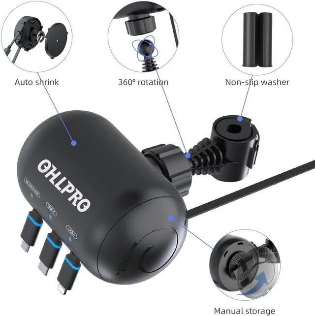 Alt view image 6 of 7 - OHLPRO 3-in-1 Retractable Backseat Car Charging Station, 36W Fast Car Charger for All Phones (iPhone, Samsung), Ideal for Lyft, Turo, Uber, Taxi, Rideshare, Customer Charging Dock Attach to Headrest
