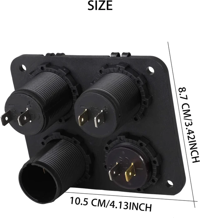 Alt view image 6 of 7 - Linkstyle Charger Socket Panel, 12V 4.2A Dual USB Charger Socket Power Outlet & LED Voltmeter & Cigarette Lighter Socket & ON/Off Rocker Toggle Switch for Car