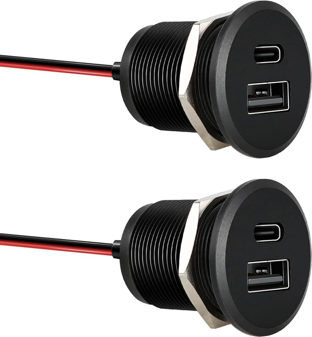 Main image of Acegoo RV USB Outlet All-Aluminum Type A + Type C Ports 12V/24V USB Charger, Recessed Mount 24W High-Speed Charging Socket, PD3.0 & QC3.0 Fast Charger for Camper Trailer Van Car Boat Golf Cart - 2Pcs