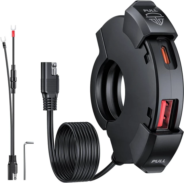 Main image of EXTRACTME Motorcycle Phone Charger, Ultra-Narrow Dual USB Type C 30W PD & Quick Charge 3.0 Motorcycle USB Charger, Waterproof Motorcycle USB Port for Phone, Tablet, GPS (Only 0.51 in Wide)