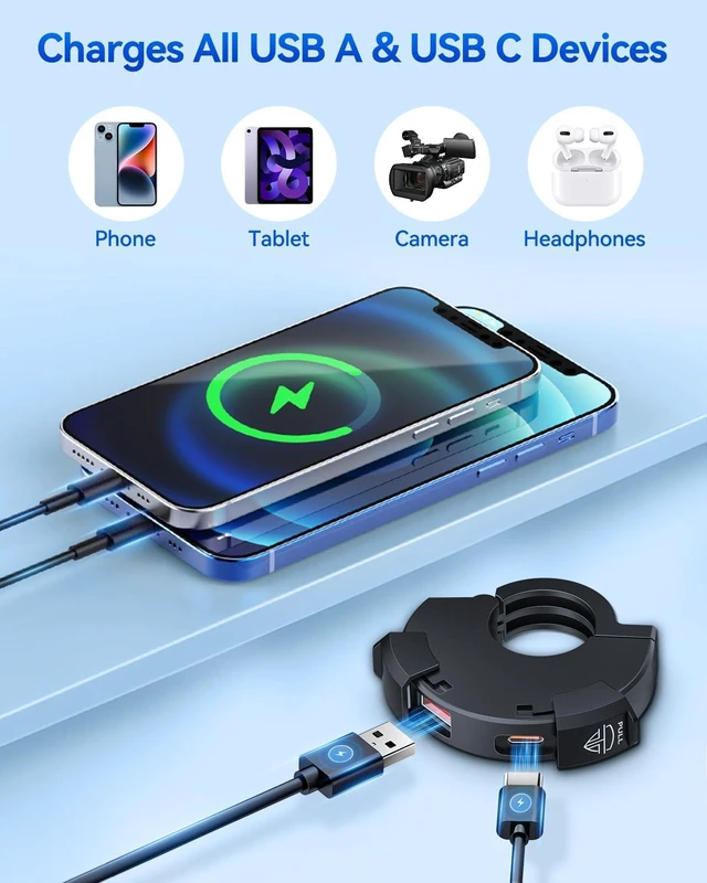 Alt view image 4 of 7 - EXTRACTME Motorcycle Phone Charger, Ultra-Narrow Dual USB Type C 30W PD & Quick Charge 3.0 Motorcycle USB Charger, Waterproof Motorcycle USB Port for Phone, Tablet, GPS (Only 0.51 in Wide)