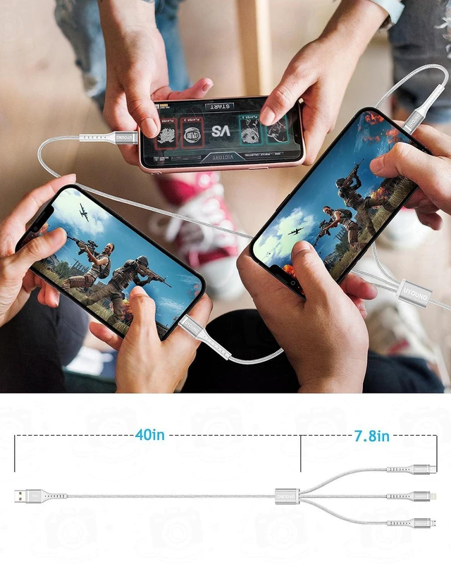 Alt view image 7 of 7 - 2Pack 4FT Multi Charging Cable Multiple USB 3 in 1 Charger Cable Universal Nylon Braided Fast Charge Cord with Type-C/Lightning/Micro USB Port Connectors for Cell Phone/iPhone/Tablet and More