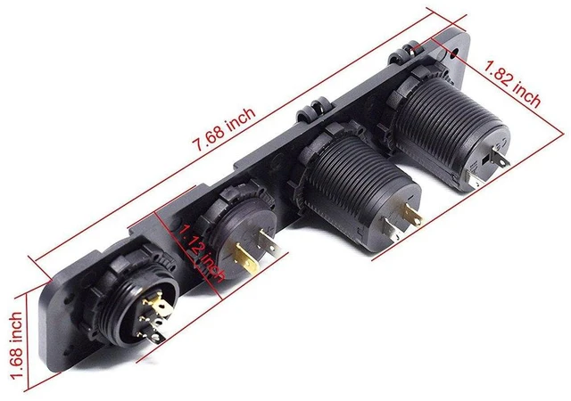 Alt view image 5 of 7 - Meipire Dual USB Socket Charger 2.1A+2.1A + LED Voltmeter + 12V Power Outlet + ON-OFF Toggle Switch Four Functions Panel for Car Boat Marine RV Truck Camper Vehicles GPS Mobiles (Blue)