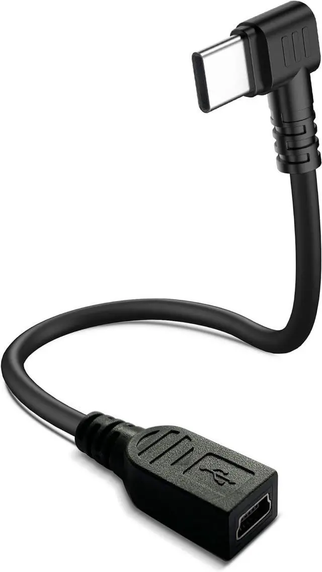 Main image of Mini USB Female to USB Type C Male Cable 90 Degree USB-C Male to Mini USB Female Adapter Converter for Mini Dash Cam Hardwire Kit and More Mini USB Devices(Only for Charging)