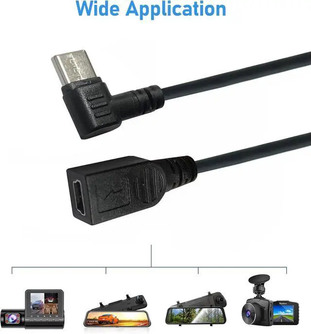 Alt view image 3 of 6 - Mini USB Female to USB Type C Male Cable 90 Degree USB-C Male to Mini USB Female Adapter Converter for Mini Dash Cam Hardwire Kit and More Mini USB Devices(Only for Charging)