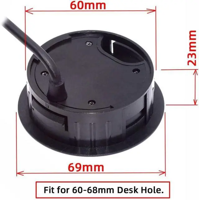 Alt view image 7 of 7 - ChenYang USB 3.0 Flush Mount Desktop HUB,2 USB 3.0 Port/1 USB C Port HUB Grommet Hole 2.36"(60mm) with 3.5mm Audio Port