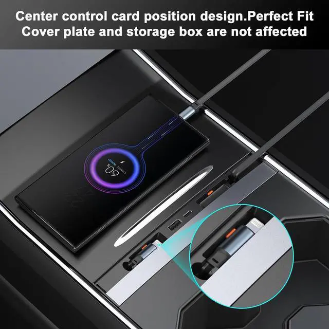 Alt view image 6 of 6 - Waterproof USB Hub for Tesla Model 3 Model Y - 2023 2022 2021 4Ports Retractable Docking Station for Tesla Accessories, Expandable Base with Multi Ports for Fast Charging (Not Fit Model 3 2024)