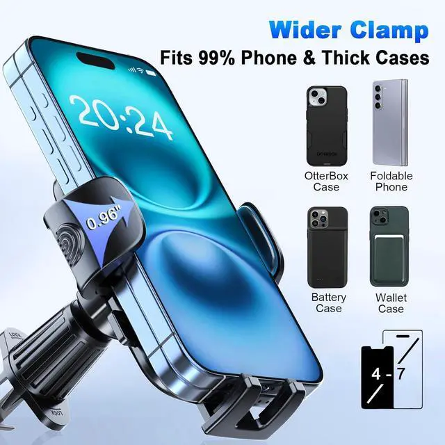Alt view image 3 of 7 - [2025 NEW] Car Phone Holder for Horizontal/Vertical Vent [Upgraded Metal Hook Clip] [Wider Clamp & Fit Thicker Case]Universal Cellphone Stand Car Mount Cradle for iPhone 16 Pro Max 15 14 13 SE Android