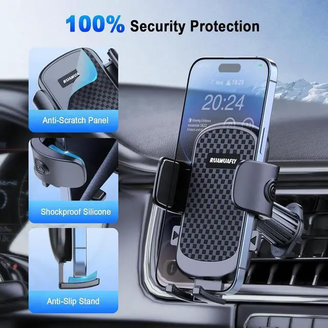 Alt view image 6 of 7 - [2025 NEW] Car Phone Holder for Horizontal/Vertical Vent [Upgraded Metal Hook Clip] [Wider Clamp & Fit Thicker Case]Universal Cellphone Stand Car Mount Cradle for iPhone 16 Pro Max 15 14 13 SE Android