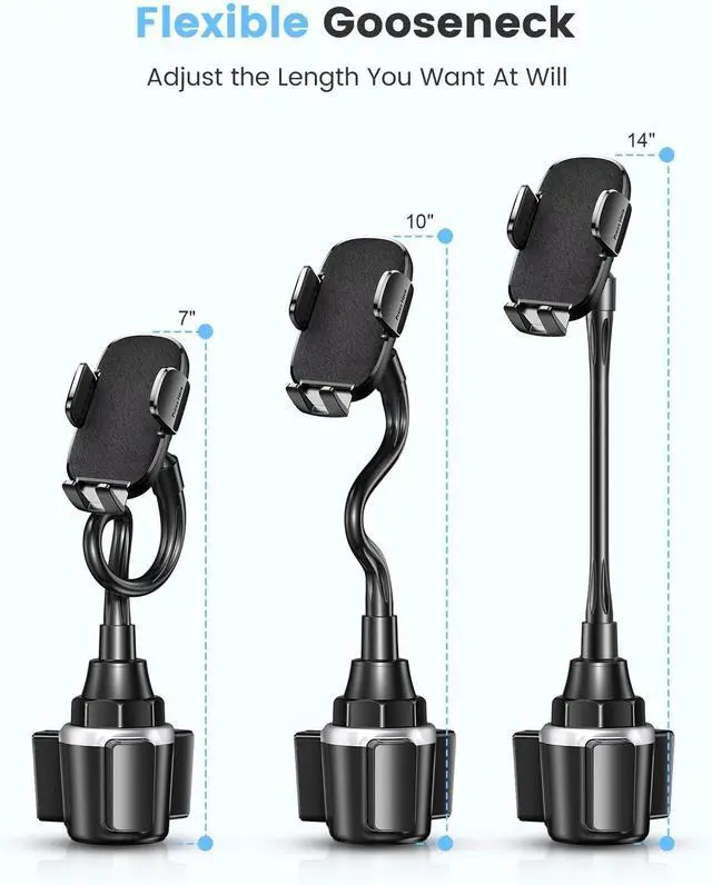Alt view image 3 of 7 - Car Phone Holder Dual 360° Rotate Gooseneck Cup Holder Phone Mount for Car Flexible Cell Phone Holder Car Compatible with iPhone 16 Pro Max/15/14/13/12/11 S25/S24/S23/S22 4-7 Phone