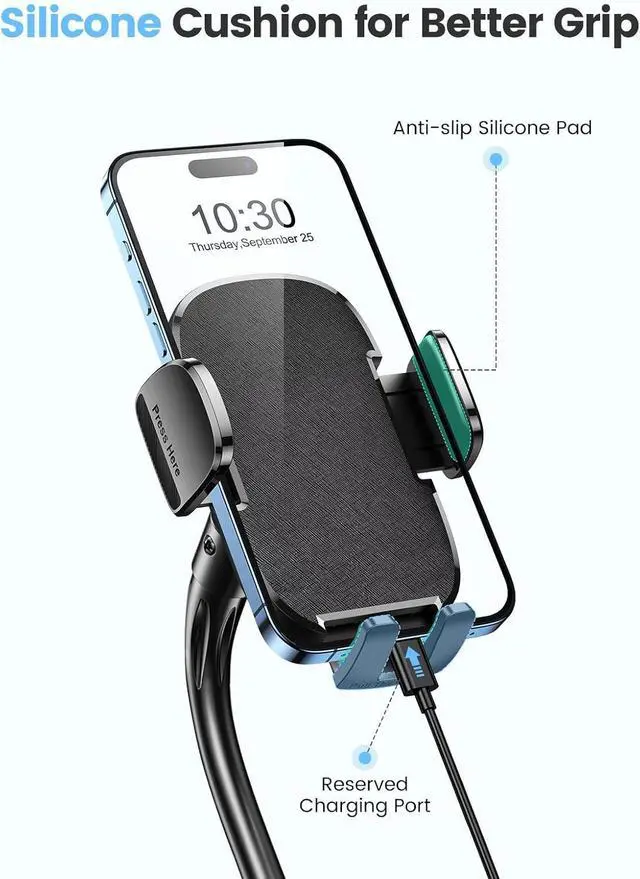 Alt view image 5 of 7 - Car Phone Holder Dual 360° Rotate Gooseneck Cup Holder Phone Mount for Car Flexible Cell Phone Holder Car Compatible with iPhone 16 Pro Max/15/14/13/12/11 S25/S24/S23/S22 4-7 Phone