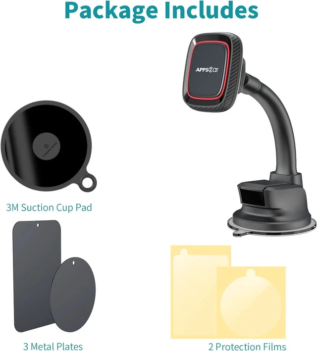 Alt view image 7 of 7 - APPS2Car Magnetic Phone Holder Car Dashboard Windshield Car Phone Holder Mount with Flexible Arm & Built-in Strong Magnets, Suction Cup Phone Holder for Car Compatible with All Smartphones